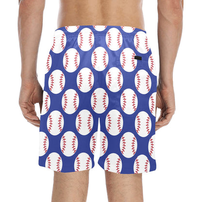 Baseball Blue Background Men's Swim Trunks Beach Shorts