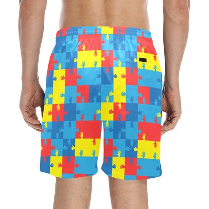 Autism Awareness Design Themed Print Men's Swim Trunks Beach Shorts