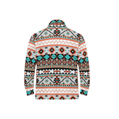 Tribal Aztec Indians pattern Long Sleeve Polo Shirt For Men's