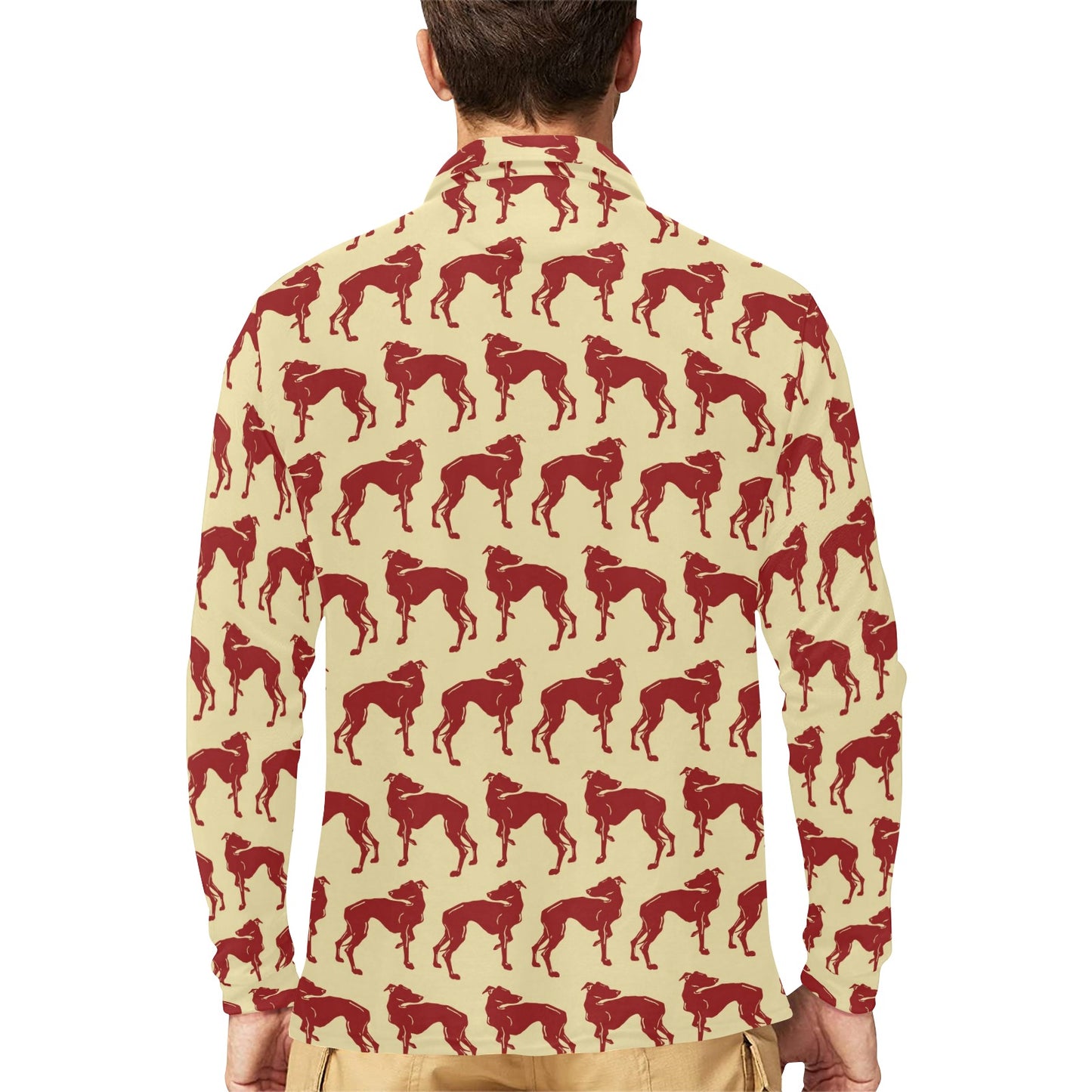 Whippets Print Design LKS301 Long Sleeve Polo Shirt For Men's