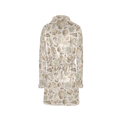 Seashell Print Design LKS304 Women's Fleece Robe