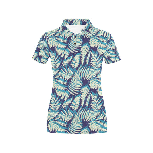 Fern Leave Summer Print Pattern Women's Polo Shirt