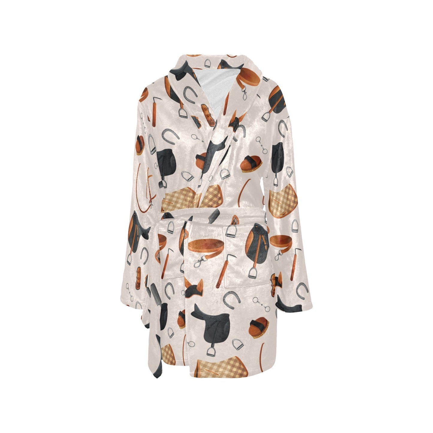 Equestrian Equipment Print Pattern Women's Fleece Robe
