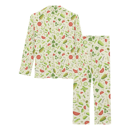 Salad Vegetable Print Design LKS302 Women's Long Pajama Set