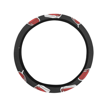 Wine Glass Print Design LKS303 Steering Wheel Cover with Elastic Edge