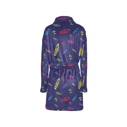 Surfboard Print Design LKS305 Women's Fleece Robe