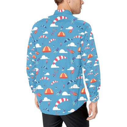 Skydiver Print Design LKS306 Men's Long Sleeve Dress Shirt
