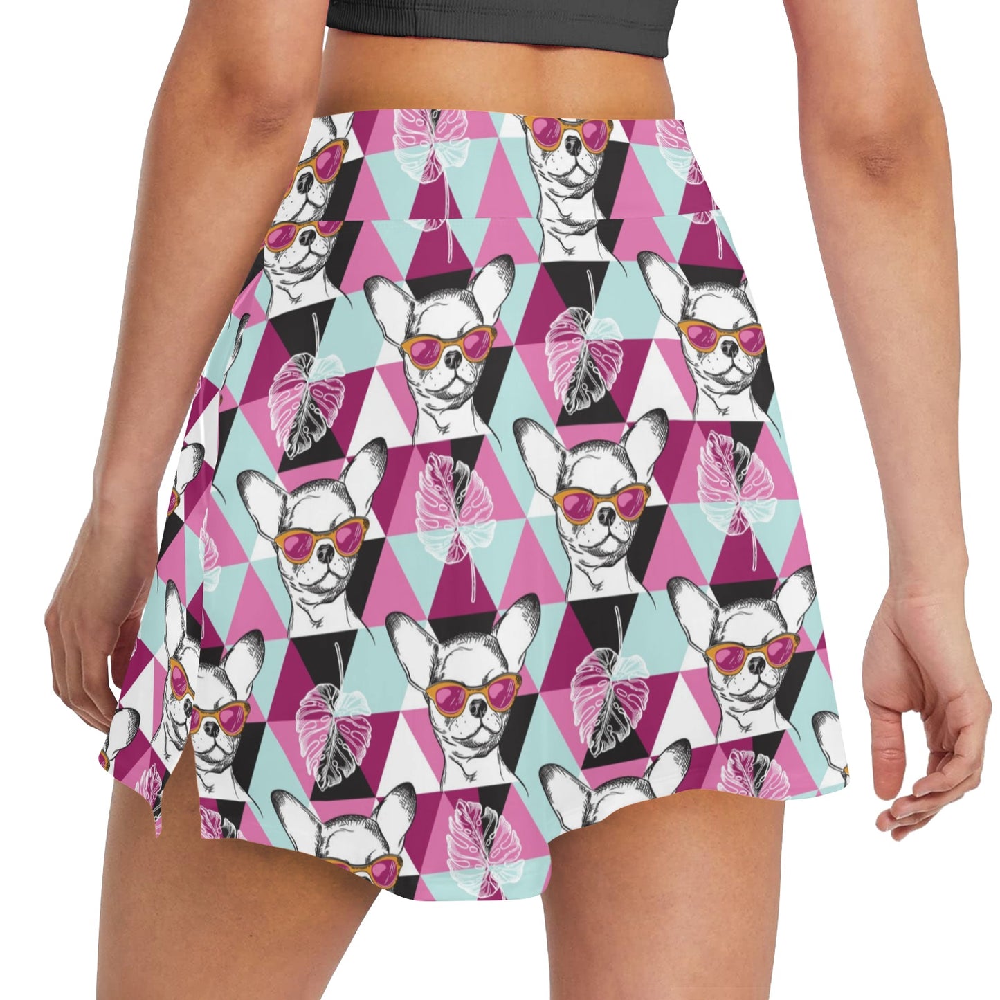 Chihuahua Cute Triangle Pattern 17" Golf & Pickleball Skort with Pockets