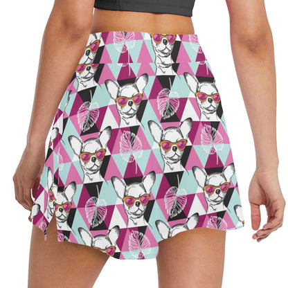 Chihuahua Cute Triangle Pattern 17" Golf & Pickleball Skort with Pockets