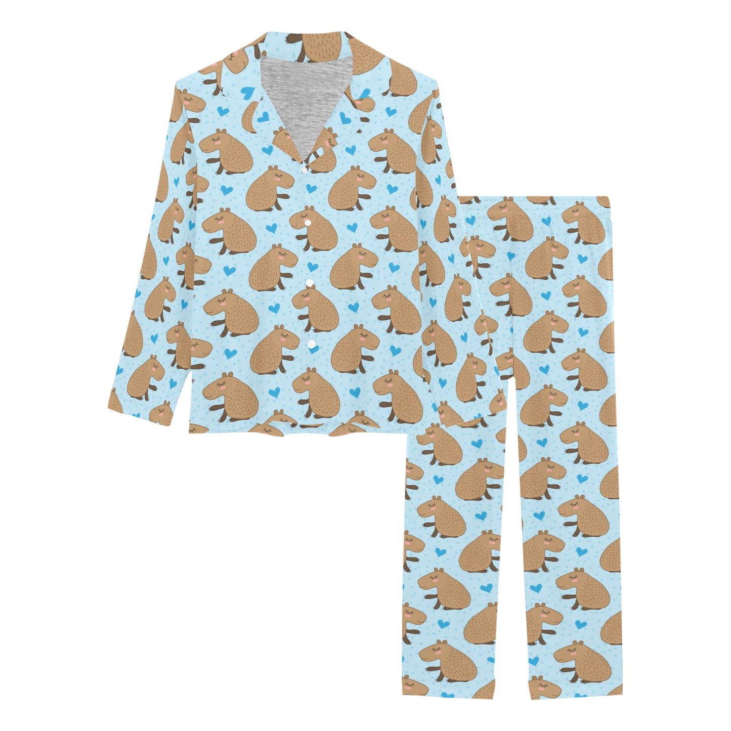 Capybara Pattern Print Design 01 Women's Long Pajama Set