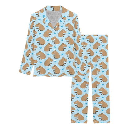 Capybara Pattern Print Design 01 Women's Long Pajama Set