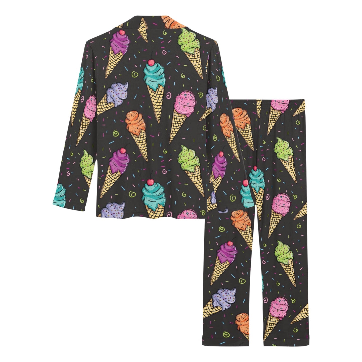 Ice Cream Pattern Print Design IC06 Women's Long Pajama Set