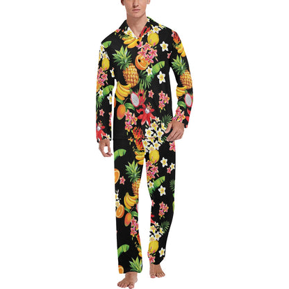 Tropical Fruits Pattern Print Design TF02 Men's Long Pajama Set