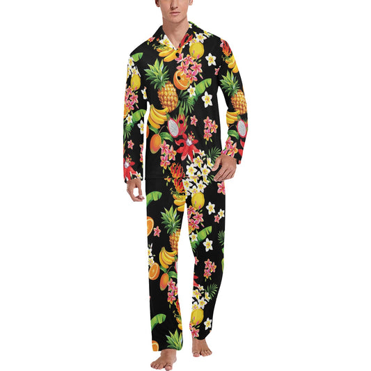 Tropical Fruits Pattern Print Design TF02 Men's Long Pajama Set
