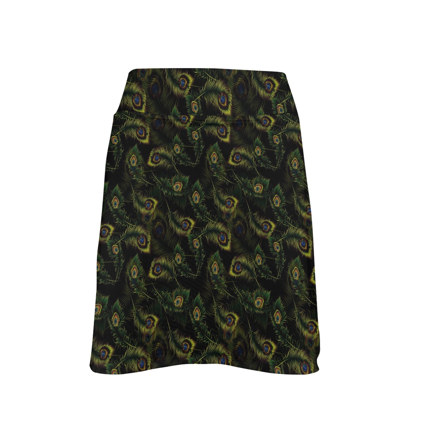Peacock Feather Pattern Design Print 17" Golf & Pickleball Skort with Pockets