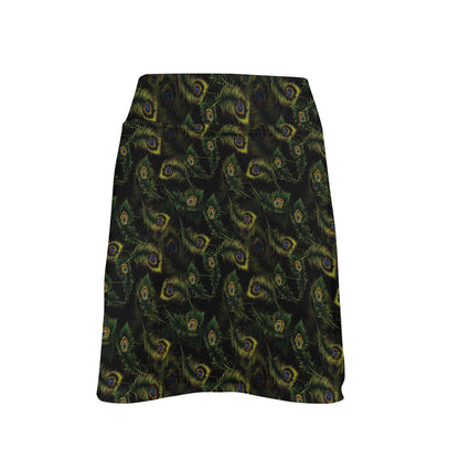 Peacock Feather Pattern Design Print 17" Golf & Pickleball Skort with Pockets