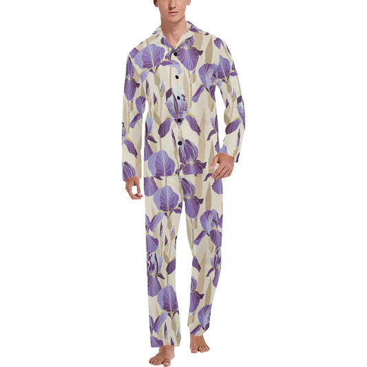 Iris Pattern Print Design IR02 Men's Long Pajama Set
