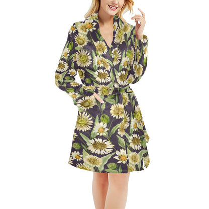 Daisy Vintage Print Pattern Women's Fleece Robe