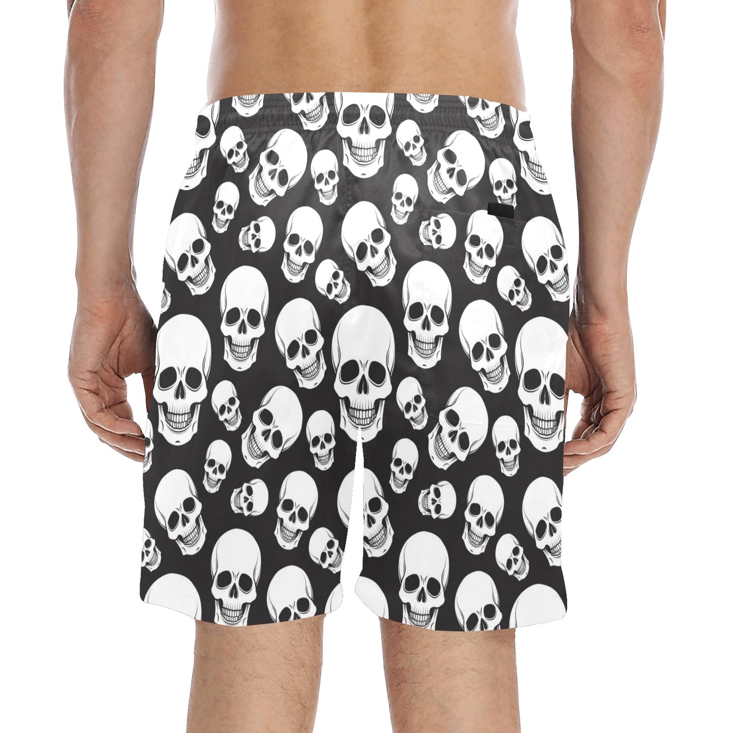 Skull Print Design LKS301 Men's Swim Trunks Beach Shorts