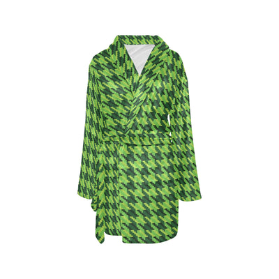 St Patricks Day Houndstooth Pattern Print LKS301 Women's Fleece Robe