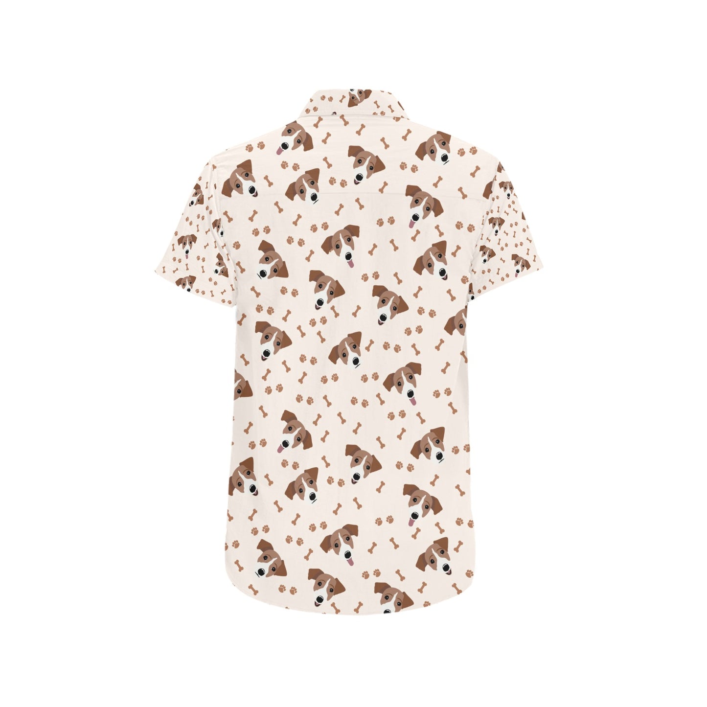 Russell Terriers Paw Print Design LKS303 Men Short Sleeve Button Up Shirt
