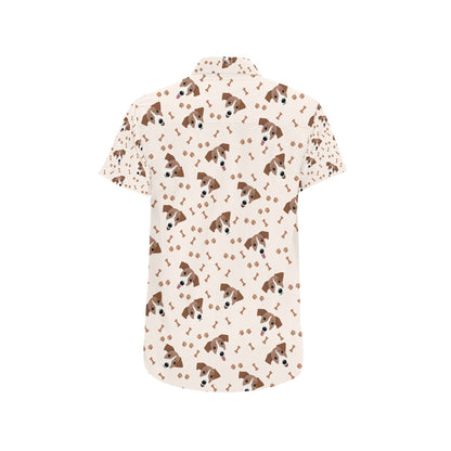 Russell Terriers Paw Print Design LKS303 Men Short Sleeve Button Up Shirt