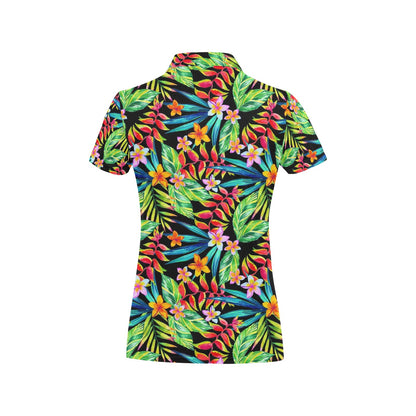 Heliconia Pattern Print Design HL09 Women's Polo Shirt