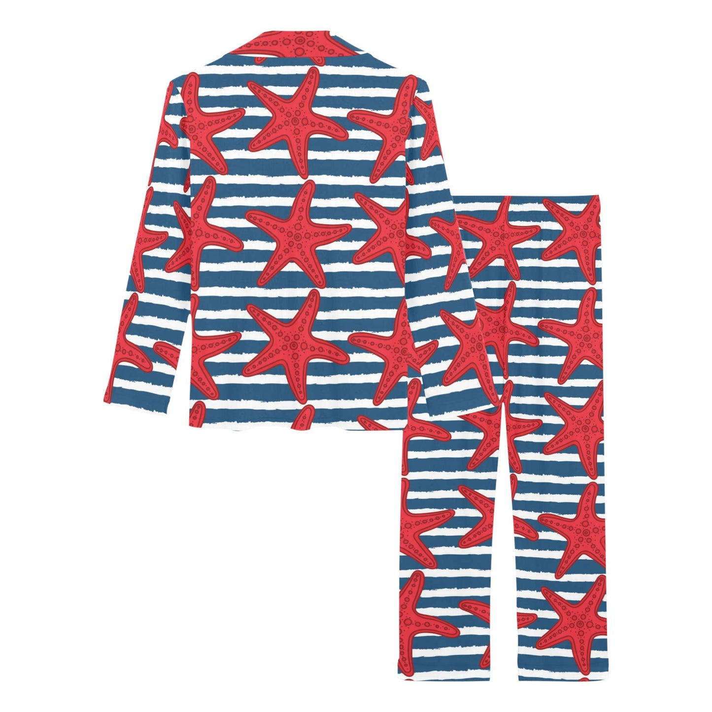 Starfish Red Pattern Print Design 02 Women's Long Pajama Set