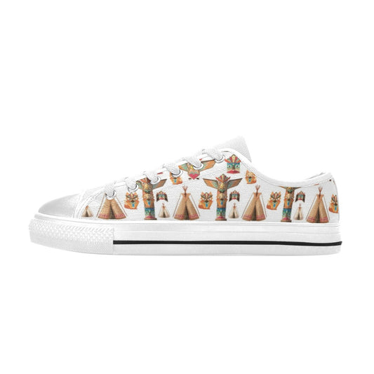 Totem Native Print Design LKS303 Women's White Low Top Shoes