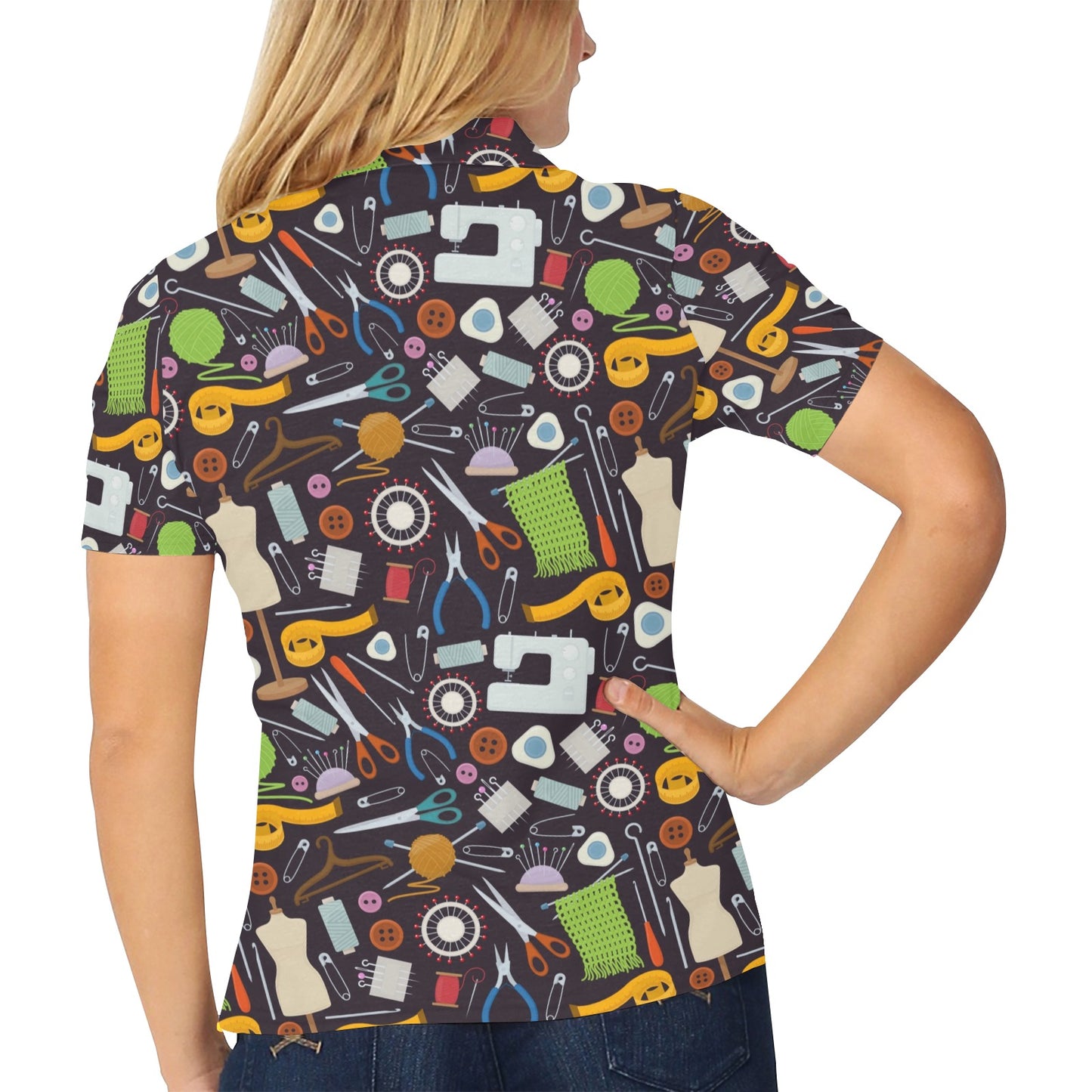 Sewing Equipment Print Design LKS308 Women's Polo Shirt