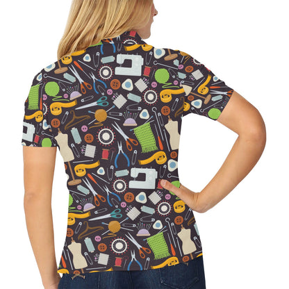 Sewing Equipment Print Design LKS308 Women's Polo Shirt