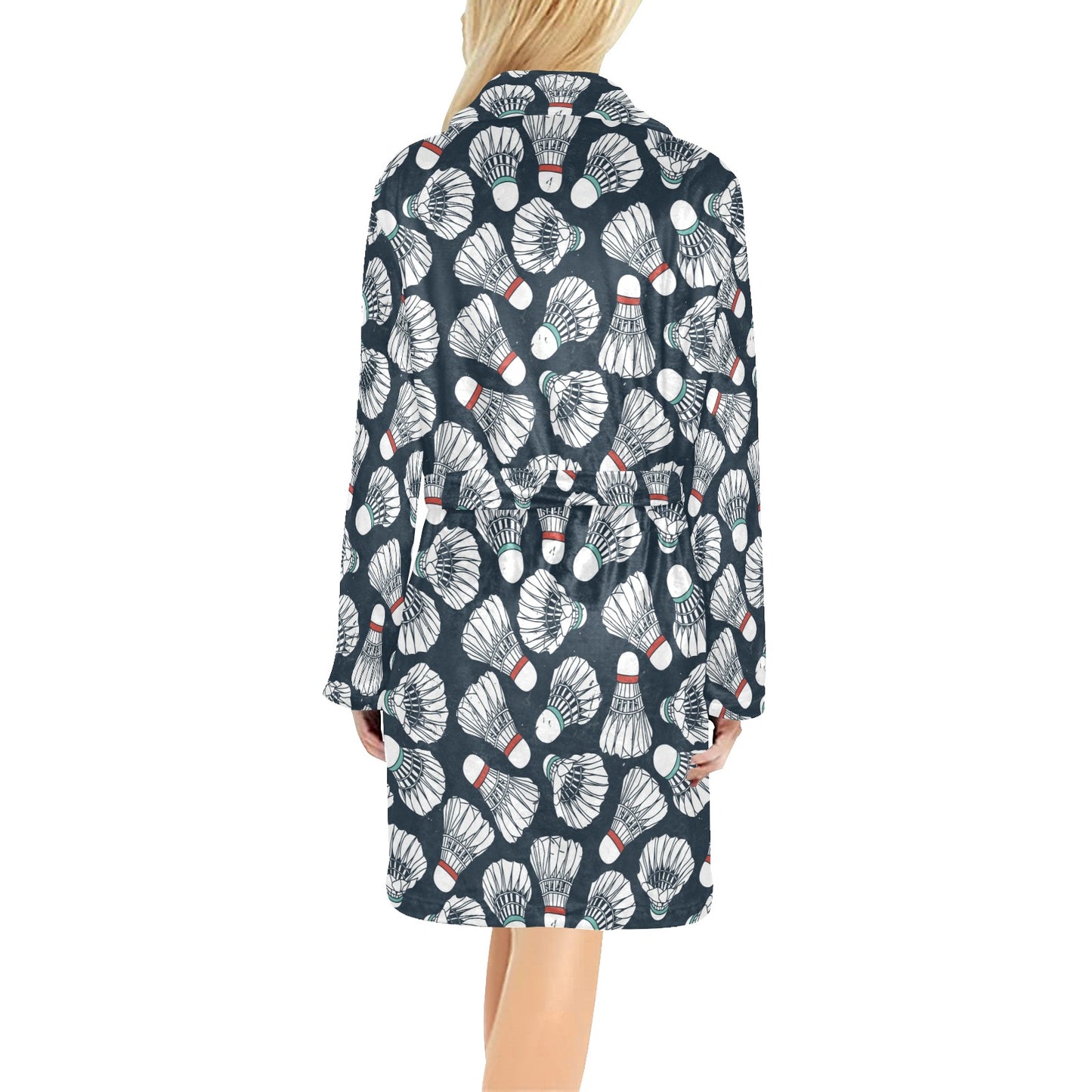 Badminton Ball Pattern Print Design 01 Women's Fleece Robe