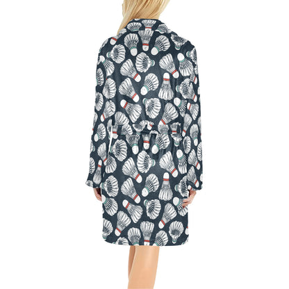 Badminton Ball Pattern Print Design 01 Women's Fleece Robe