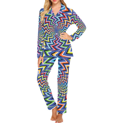 Optical illusion Pattern Print Design A02 Women's Long Pajama Set