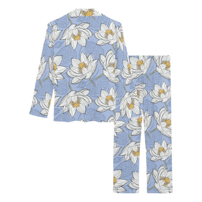 Lotus Pattern Print Design 04 Women's Long Pajama Set