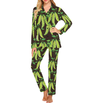 Peas Pattern Print Design A03 Women's Long Pajama Set