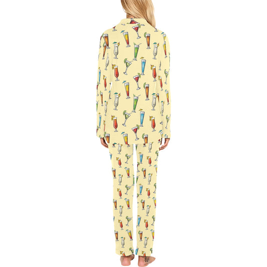 Cocktail Pattern Print Design 02 Women's Long Pajama Set