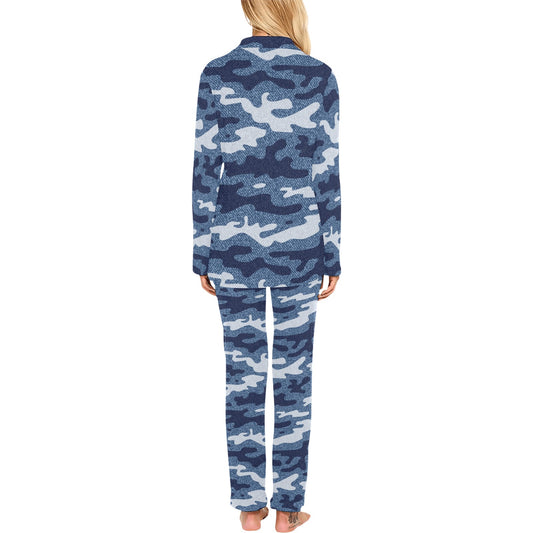 Jean Camouflage Pattern Print Design 05 Women's Long Pajama Set