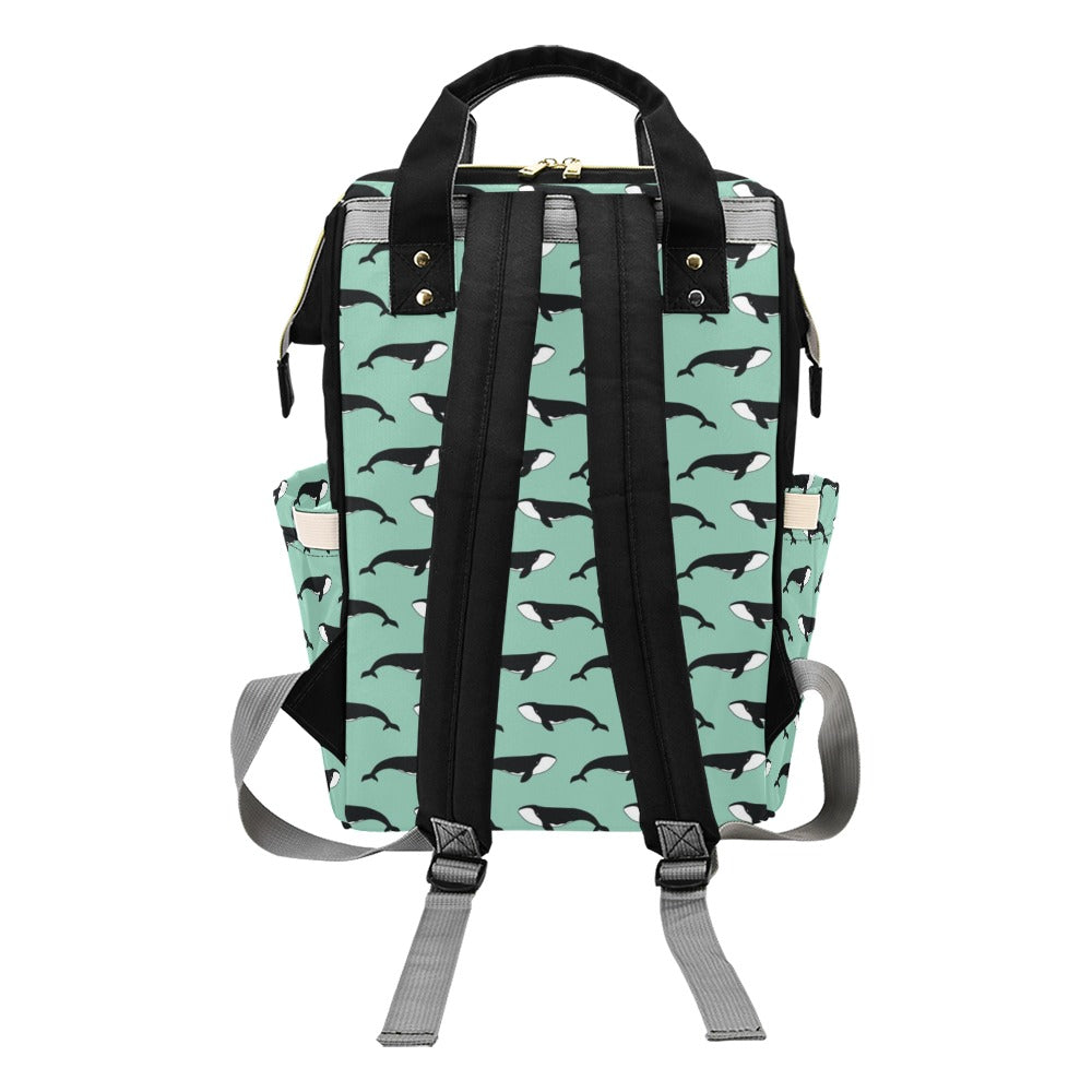 Whale Print Design LKS307 Diaper Bag Backpack