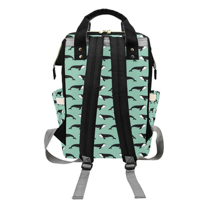 Whale Print Design LKS307 Diaper Bag Backpack