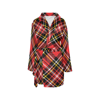 Plaid Red Pattern Print Design A03 Women's Fleece Robe