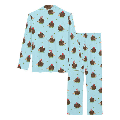 Hedgehog Print Design LKS402 Women's Long Pajama Set