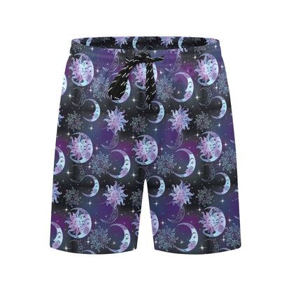 Sun Moon Print Design LKS303 Men's Swim Trunks Beach Shorts