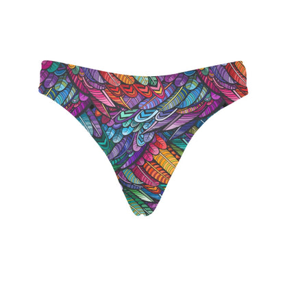 Feather Multicolor Design Print Women's Thongs