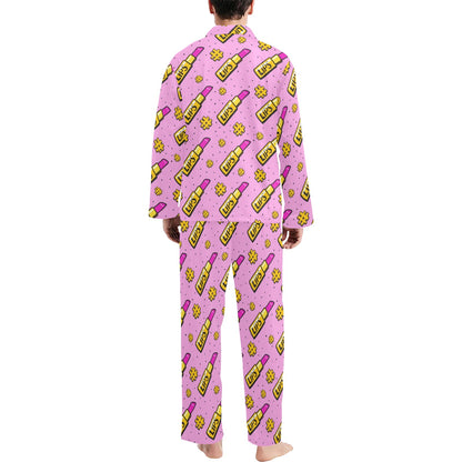 Lipstick Pattern Print Design LT03 Men's Long Pajama Set