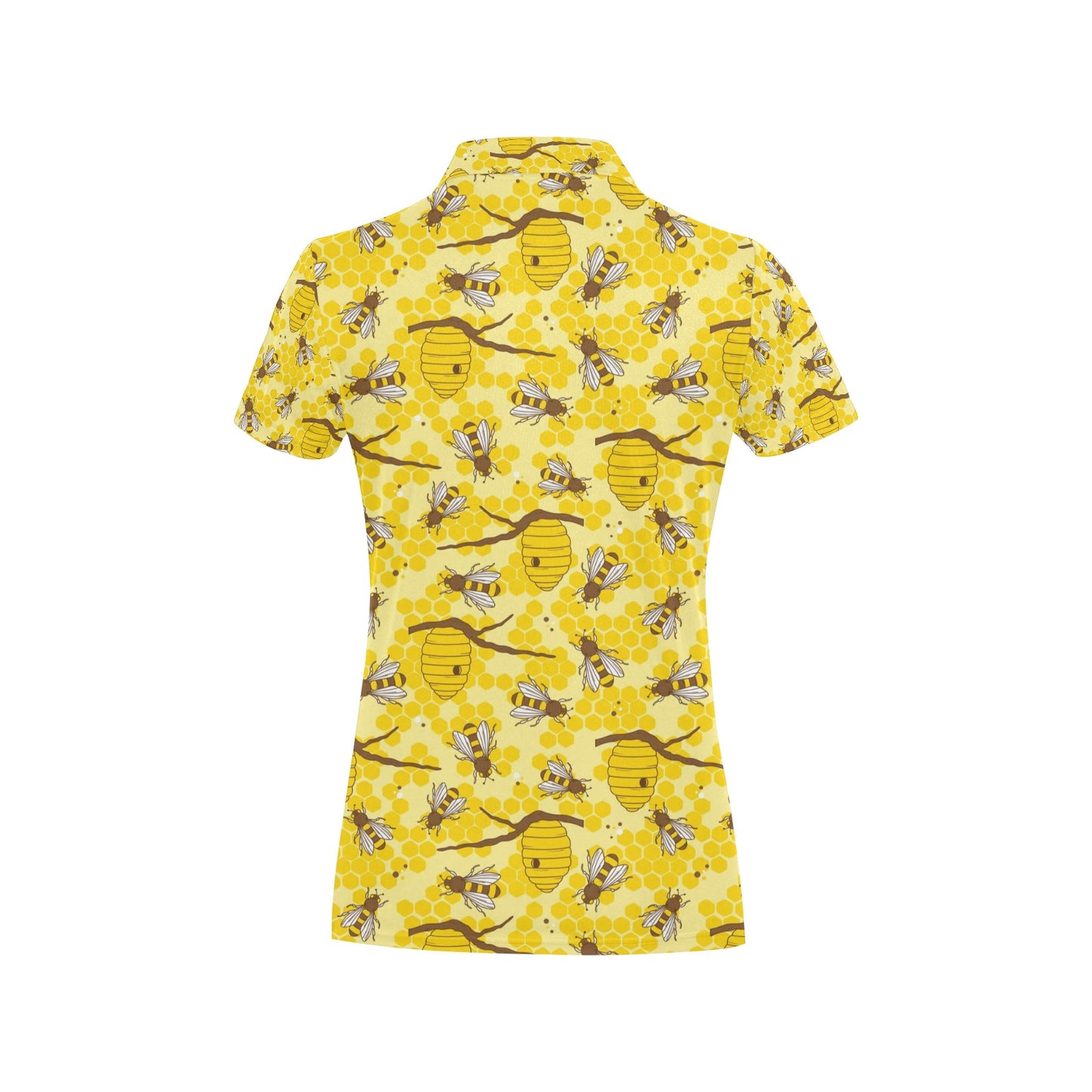 Bee With Honeycomb Print Design LKS302 Women's Polo Shirt
