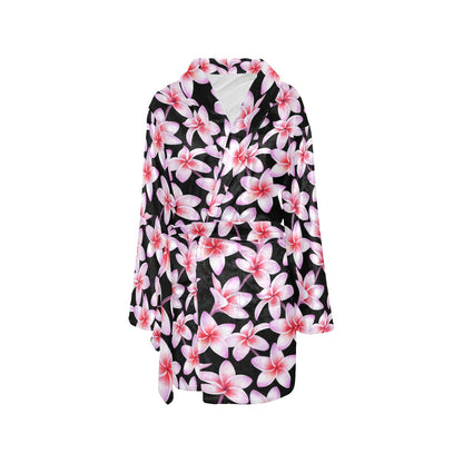 Pink Plumeria Pattern Print Design PM09 Women's Fleece Robe
