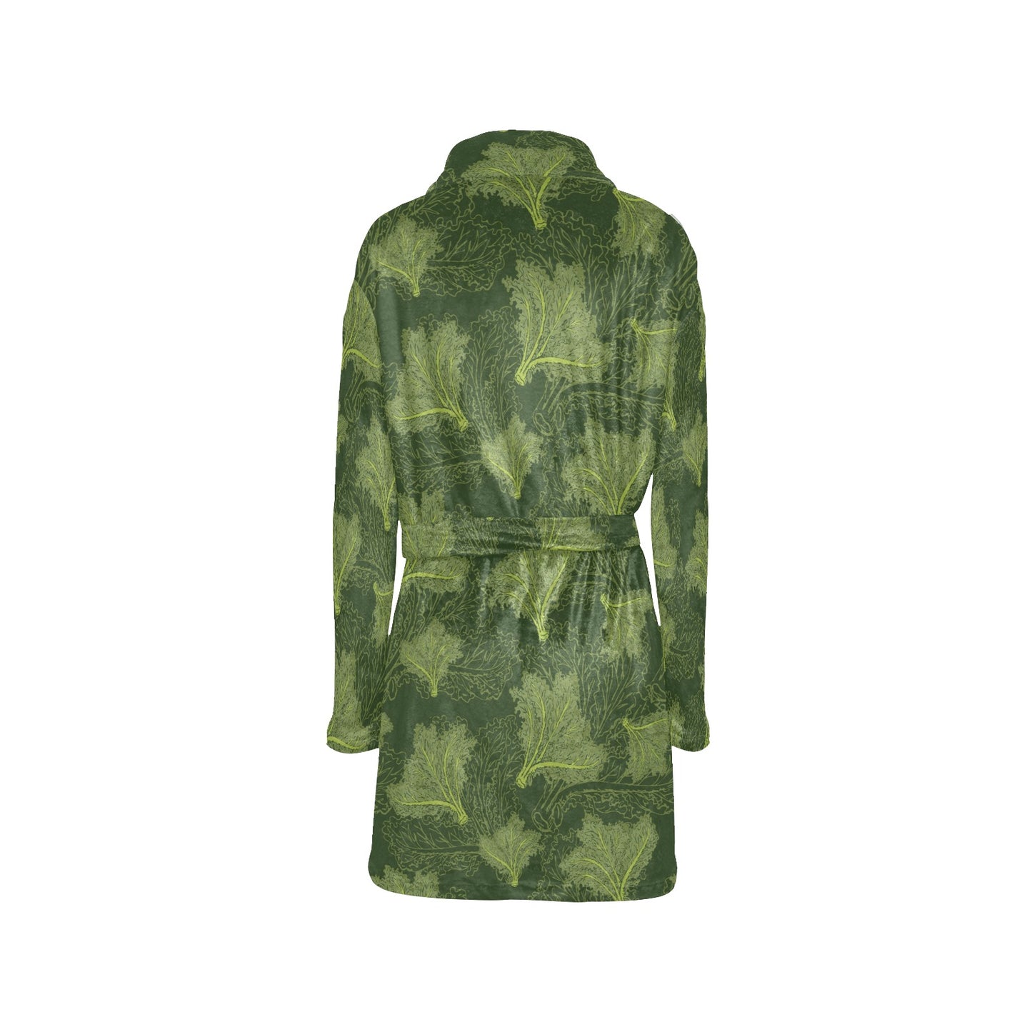 Kale Pattern Print Design 01 Women's Fleece Robe