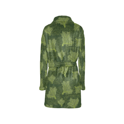 Kale Pattern Print Design 01 Women's Fleece Robe