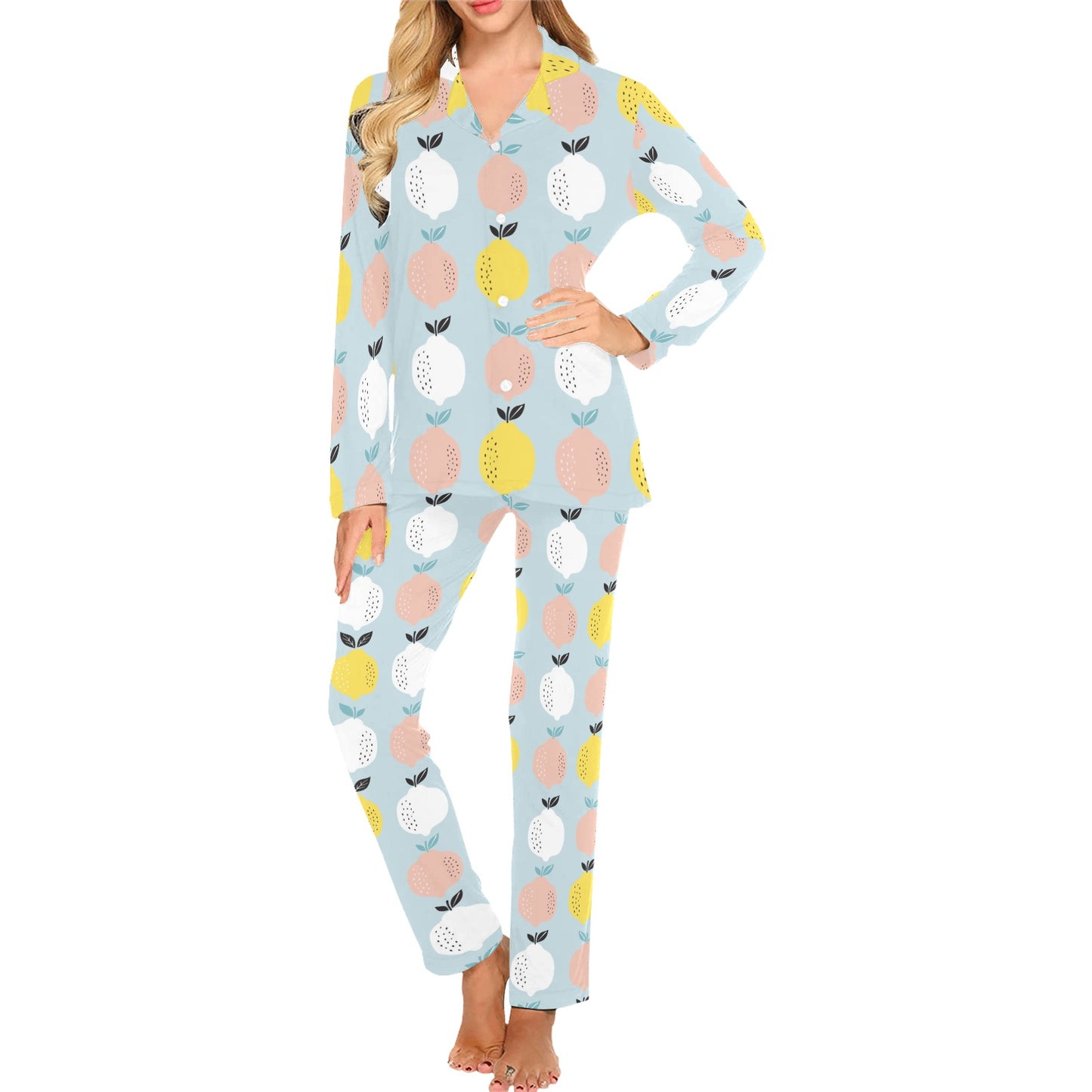 Citrus  Pattern Print Design 03 Women's Long Pajama Set